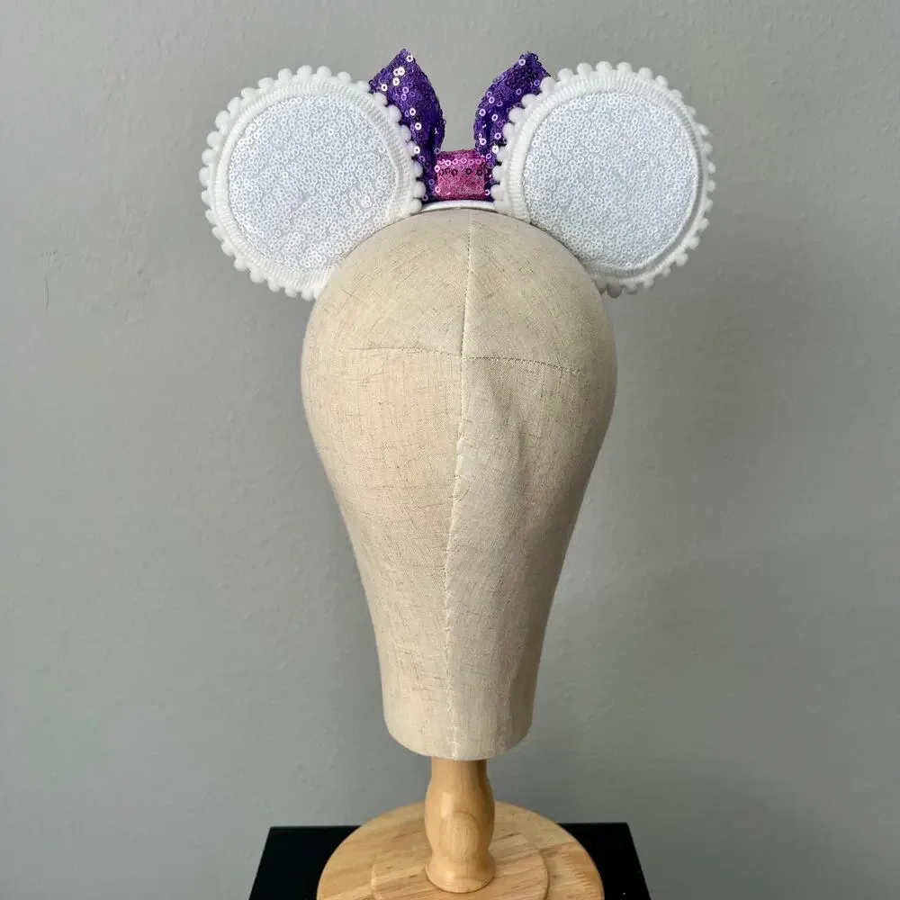 White & Purple Sequin Daisy Garden Minnie Ears | Disney-Inspired Mouse Ears - Picture 5 of 5